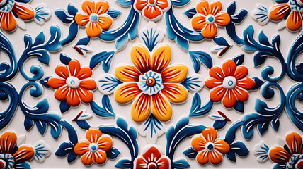 Fototapeta premium Handpainted Ceramic Floral Pattern