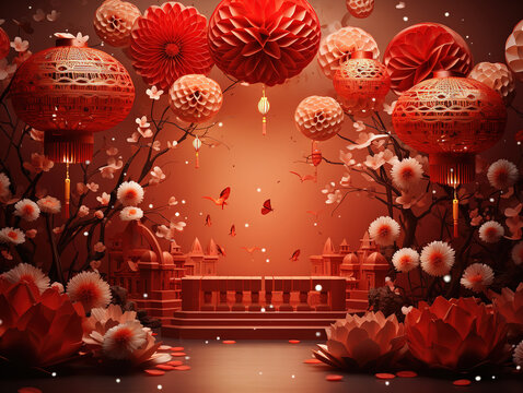Atrractive hinese new year concept with copy space