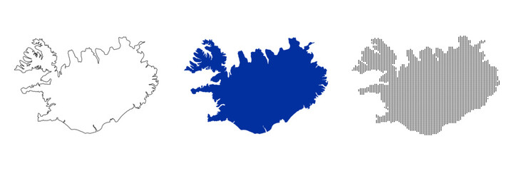 Naklejka premium Iceland map in various style outline, blue color, dotted style