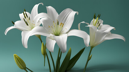 Fototapeta premium there are three white flowers that are in a vase