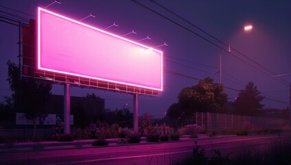 Pink Neon Billboard Night
