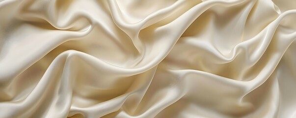 Obraz premium Creamy White Silk Fabric Draped and Folded