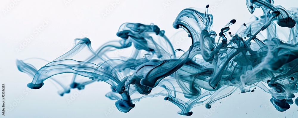 Poster ink flowing in water creating unique patterns, organic shapes, artistic and fluid. ,