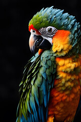 Fototapeta premium brightly colored parrot with a black background