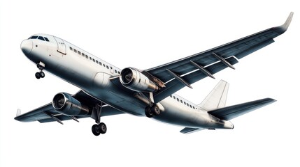 Obraz premium A plane is flying, side view, no background