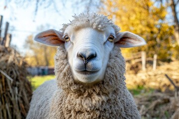 Fototapeta premium close up of a sheep on the farm