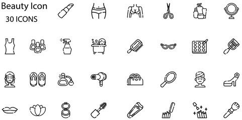 Set of Beauty icons. Line art style icons bundle. vector illustration