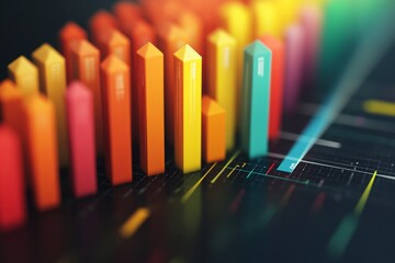 Obraz premium 3D realistic bar graph with vibrant colors and pencil sketch elements, high resolution, detailed textures, crisp focus