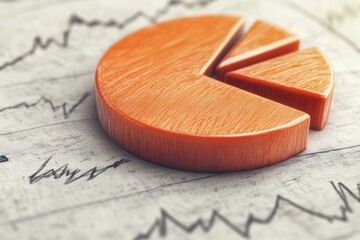 Financial performance pie chart in 3D with hand-drawn pencil sketch lines, high resolution, detailed textures, crisp focus