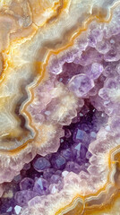 a geode with a stunning amethyst crystal interior. AI generative.