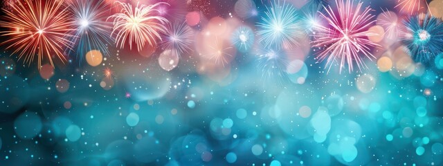 Fototapeta premium Vintage-style fireworks over an old castle at night, fireworks, historical
