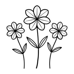 Violet Flower silhouette vector illustration on a white Background.