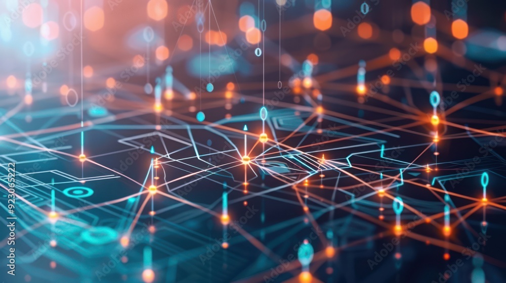 Poster web 3.0 nodes supporting decentralized networks, efficient and interconnected.