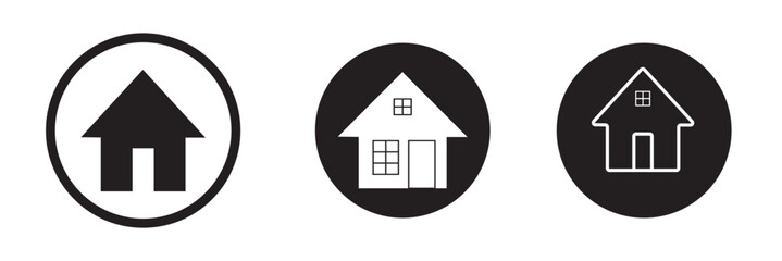Home button icons set. Home page icon. Simple house symbols. Building icon. Vector illustration.  Collection home icons. House symbol. A collection of icons of houses. Vector huts. Houses and huts 