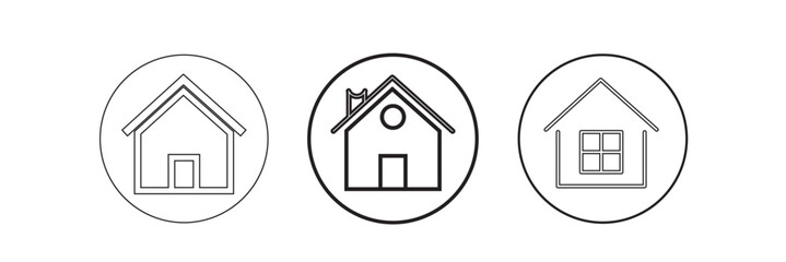Collection home icons. House symbol. Set of real estate objects and houses black icons isolated on white background. Vector illustration.