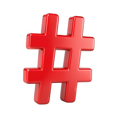 Fototapeta premium Red hashtag isolated on transparent background