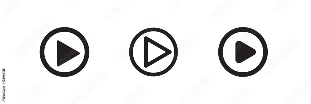 Poster play icon set. play button vector icon. play icon vector set.