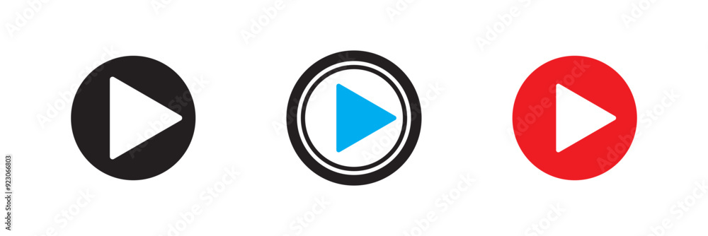 Poster video play button icon set. start audio or video action media symbol for apps and websites . play bu