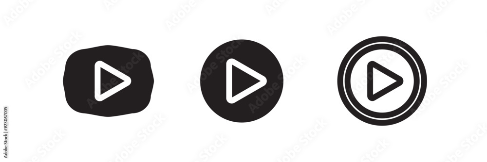 Poster play icon set. play button vector icon. play icon vector set.