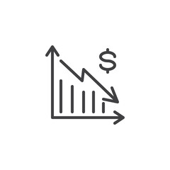 Downward trending line icon