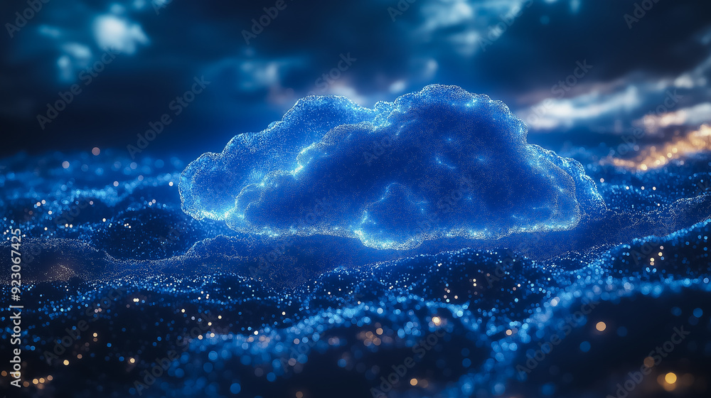 Aufkleber dynamic cloud computing background featuring data upload and download, cloud networks, and secure st