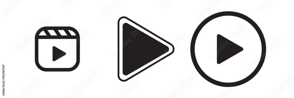 Poster play icon set. play button vector icon. play icon vector set.