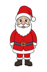Detailed vector illustration of Santa Claus in his classic red suit and hat, embodying the festive spirit of Christmas. Perfect for holiday designs, greeting cards, and seasonal decorations.