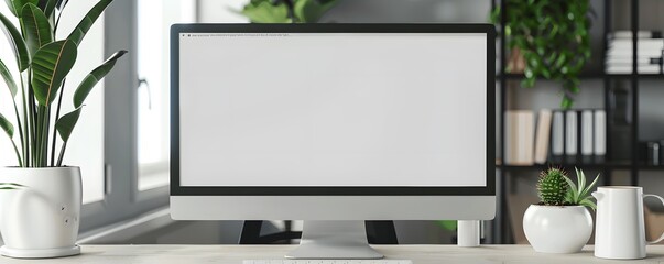 A Modern Desktop Setup with a Blank Computer Screen