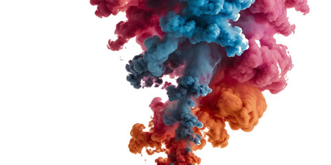 Fototapeta premium Colorful smoke plume isolated on transparent background. Image of colorful smoke plume and festive background.