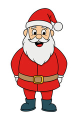 Detailed vector illustration of Santa Claus in his classic red suit and hat, embodying the festive spirit of Christmas. Perfect for holiday designs, greeting cards, and seasonal decorations.