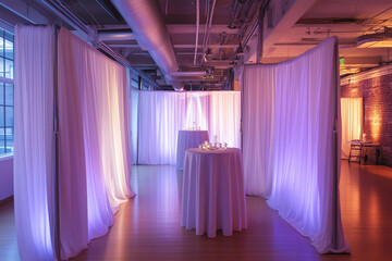 Fototapeta premium Memories Made: A Wedding Photo Display Elegantly Arranged in a Banquet Hall