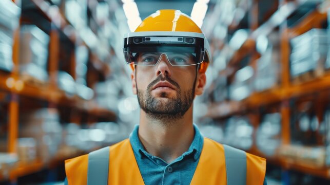 AR glasses used in warehouse management, practical and innovative.