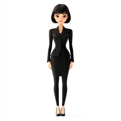 Fototapeta premium A stylized female character in a business suit, representing professionalism.