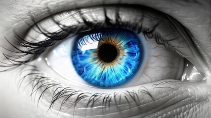 Obraz premium Close-up of a Blue Eye with Eyelashes.