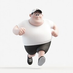 Naklejka premium A cartoonish character running, wearing a cap and casual attire, embodying a playful spirit.