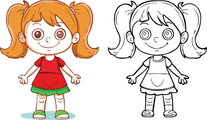 coloring page cartoon character vector illustration 