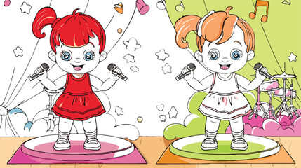 coloring page cartoon character vector illustration 