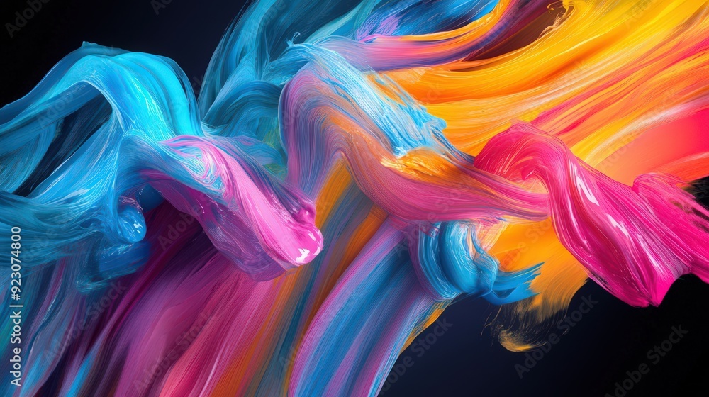 Aufkleber swirling ribbons of color and abstract brush strokes form a dynamic splash wave background
