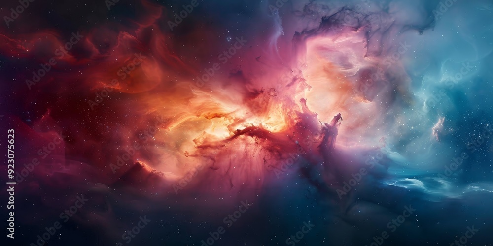 Canvas Prints a colorful galaxy with a red and orange cloud in the middle