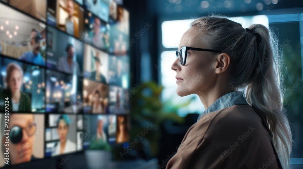 Aufkleber video conferencing with screen sharing features, informative and interactive.