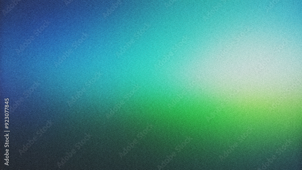 Poster abstract green and blue gradient background with noise textures.