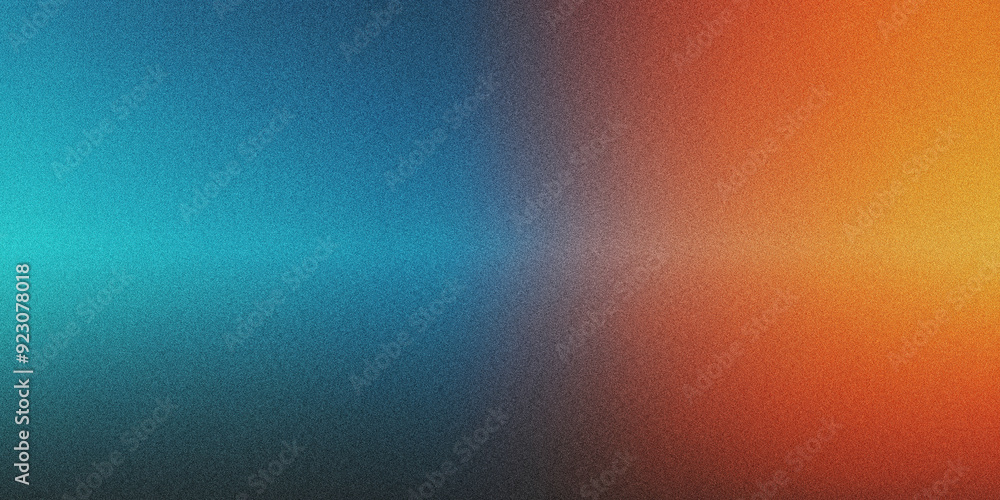 Poster abstract blue and orange gradient background with noise textures.