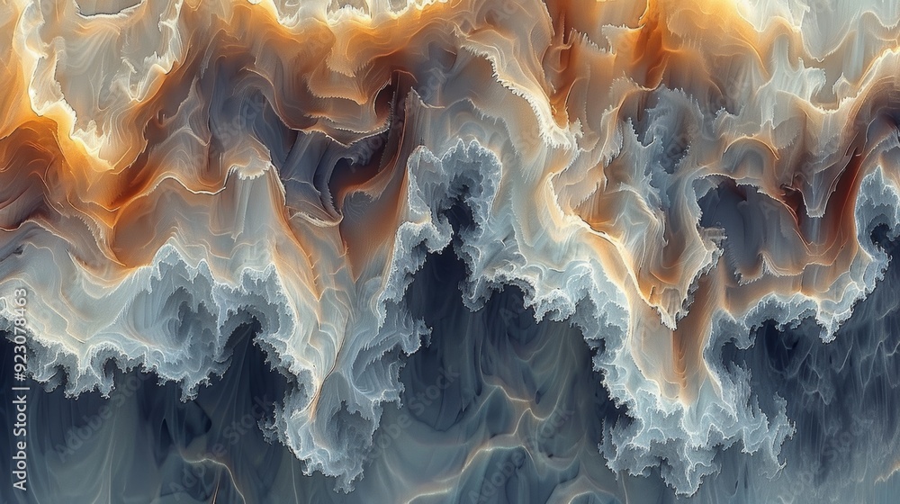Poster swirling patterns of colorful fluid design resembling abstract clouds in a dynamic composition