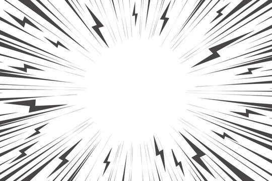 Cartoon comic background. Vector pop art halftone frame with thunder and flash. Manga abstract design with lightnings and explosion effect. Electric blast vintage poster and banner