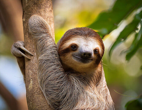 Portrait of a Sloth in a tree