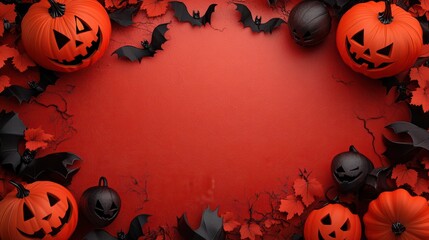 funky halloween 2023 sales banner background with copy space, top view