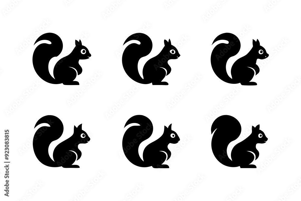 Wall mural Squirrel logo icons. Set of silhouette vector illustrations.