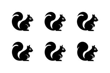 Squirrel logo icons. Set of silhouette vector illustrations.