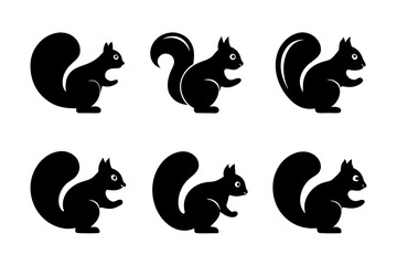 Squirrel logo icons. Set of silhouette vector illustrations.