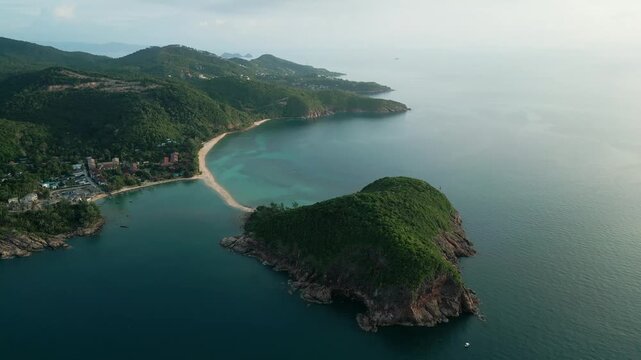 aerial view of Koh Phan gan Phangan Thailand travel holiday destination tropical island Ko Ma beach 